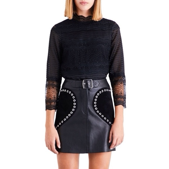 Maje Lizie Lace Top in Black Size 2. - Picture 1 of 11